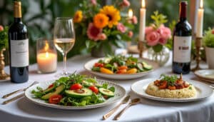 découvrez nos conseils pour réussir vos accords mets et vins lors d’un dîner végétarien : suggestions de vins blancs, rouges et rosés adaptés à chaque plat pour sublimer votre repas sans viande.